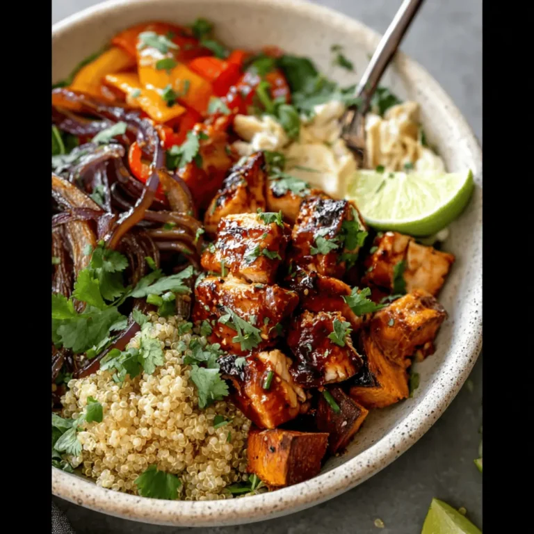 BBQ Chicken Bowl with Roasted Sweet Potatoes and Quinoa