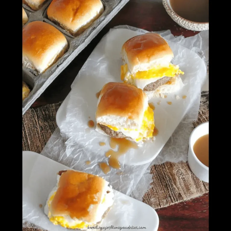 Sausage Egg and Cheese Breakfast Sliders with Syrup Glaze