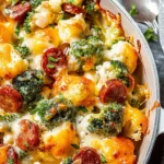 Cheesy Broccoli, Sausage and Cauliflower Casserole