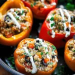 Cozy Crockpot Quinoa Stuffed Peppers