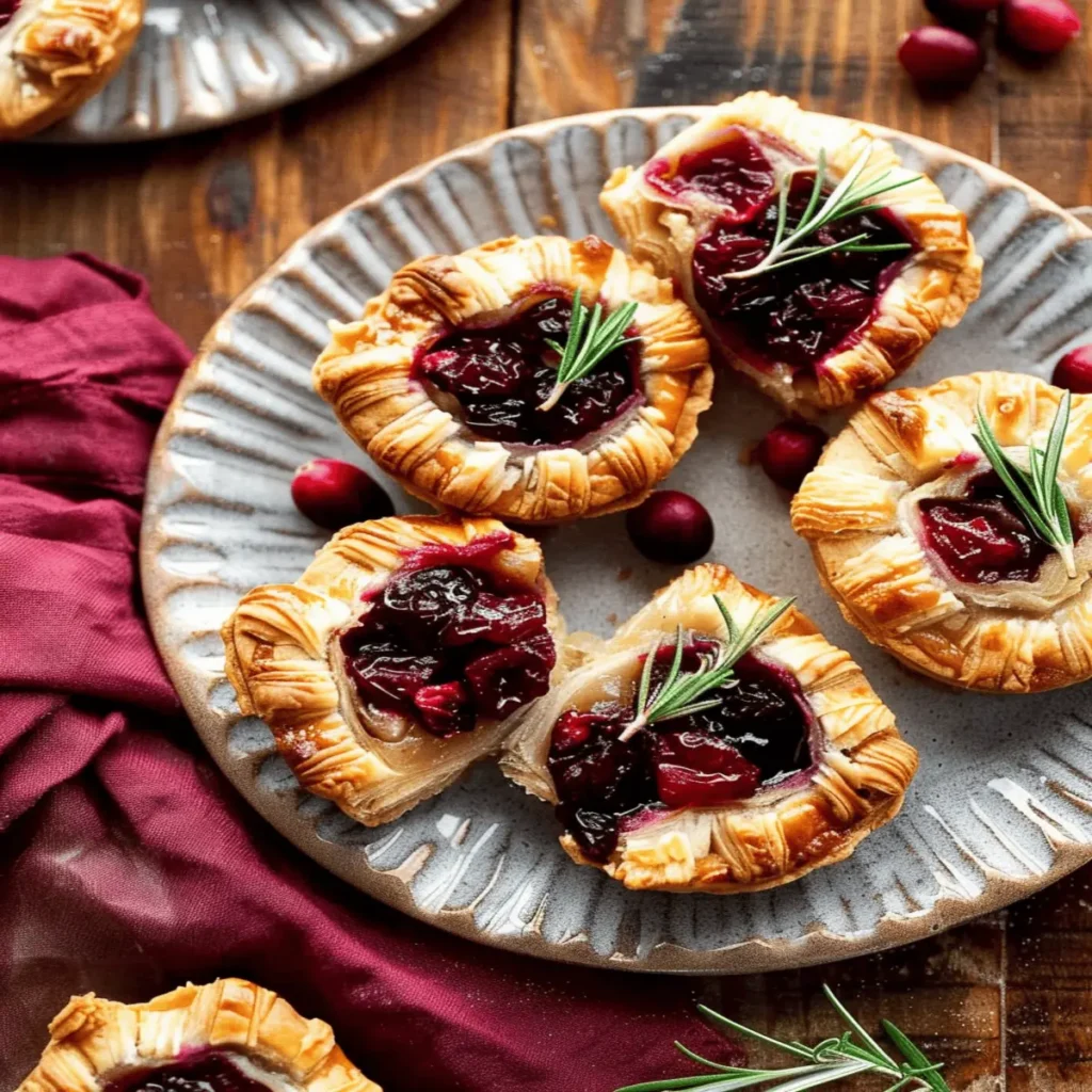 Cranberry Brie Puff Pastry Tarts