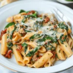 Healthy Sun Dried Tomato Pasta with Spinach (No Cream!)