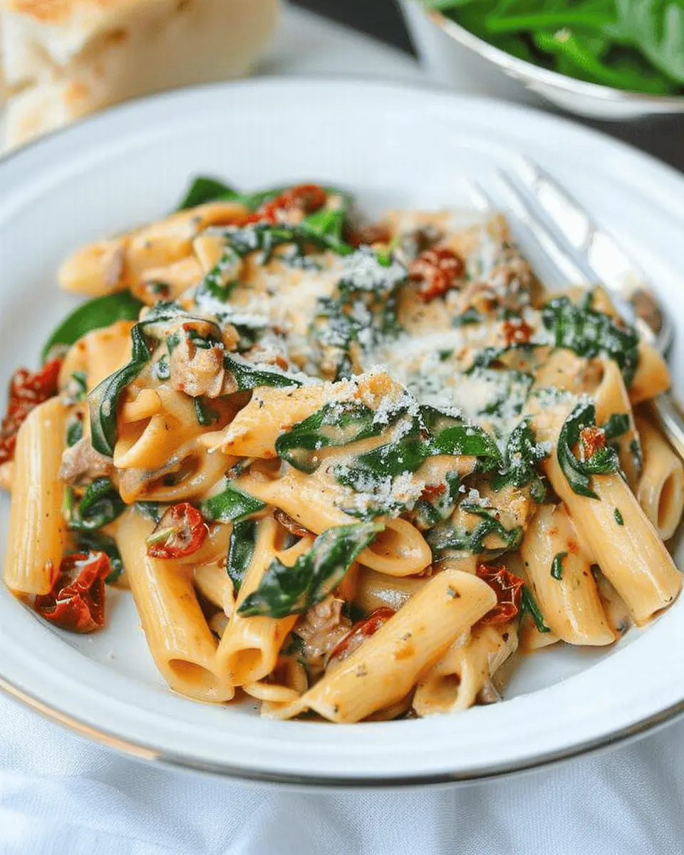 Healthy Sun Dried Tomato Pasta with Spinach for Guilt-Free Indulgence