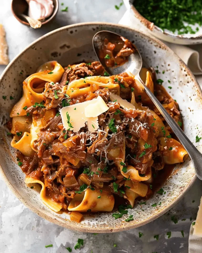 Slow-Cooked Shredded Beef Ragu Pasta