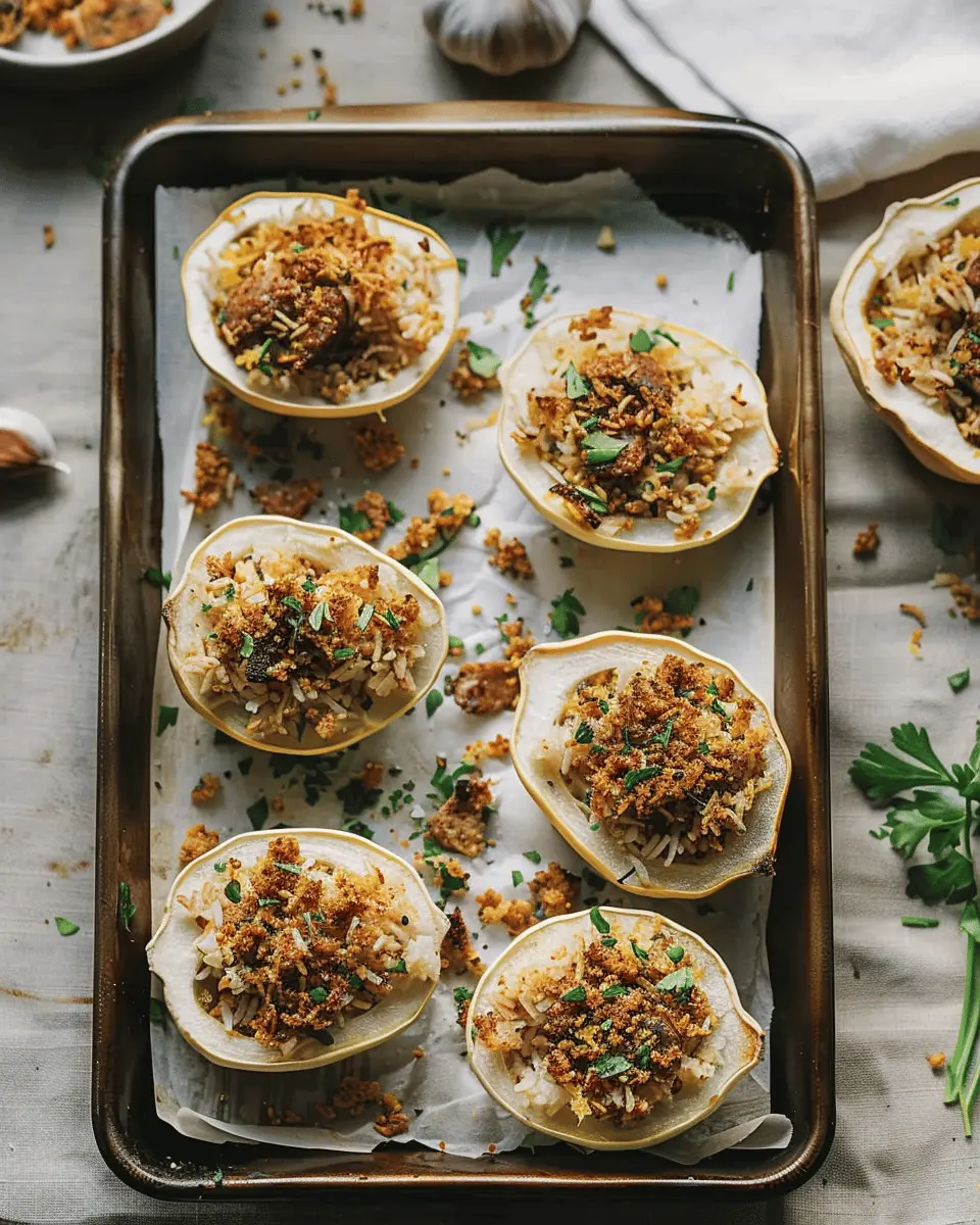 Stuffed Patty Pan Squash with Turkey Bacon and Beef Rice Delight