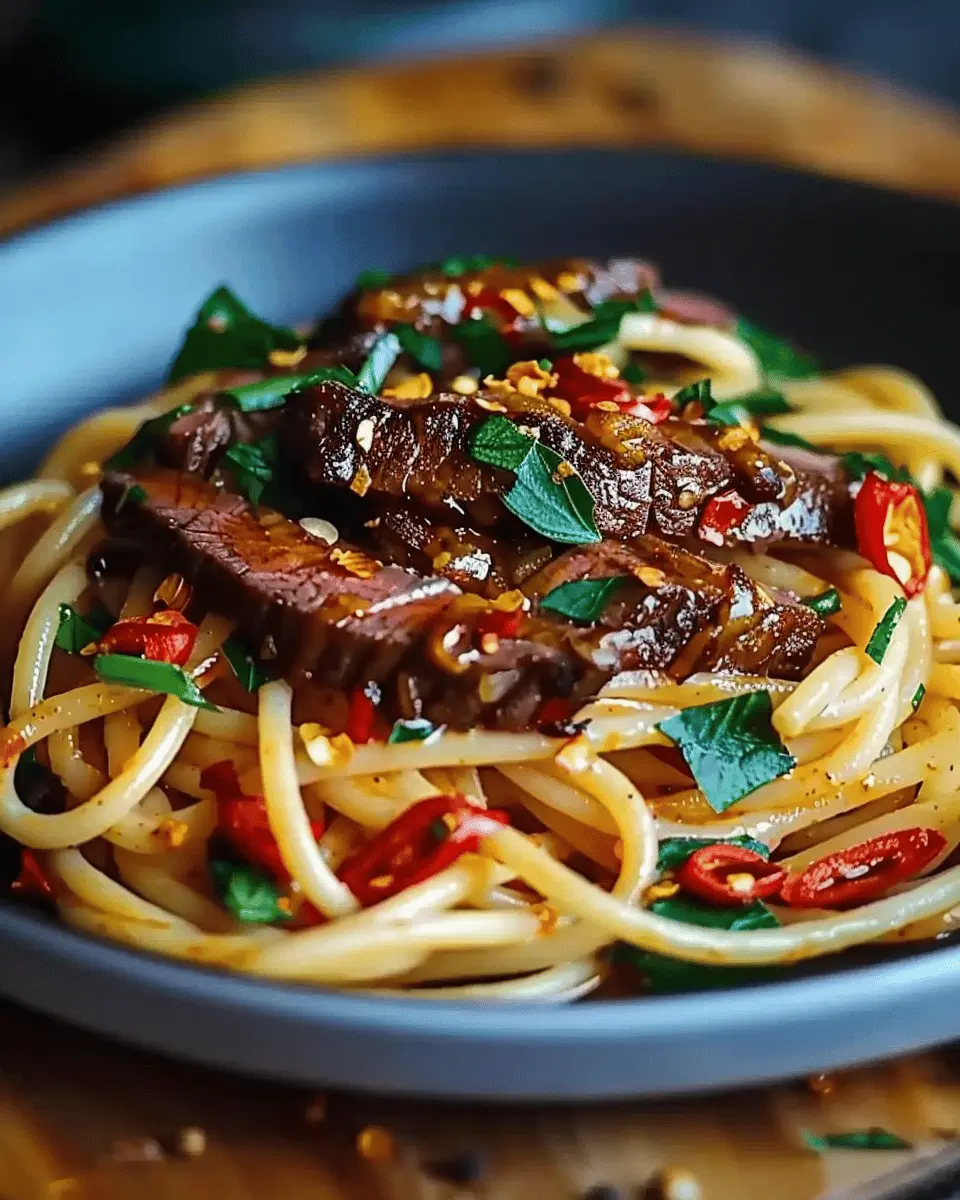 Sweet and Spicy Garlic Steak Pasta: A Juicy Flavor Explosion