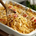 Baked Chicken Spaghetti – Creamy, Cheesy, and Perfect for Family Dinners