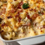 Creamy Cheesy Cauliflower Bake with Bacon