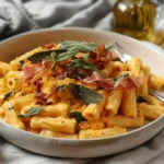Creamy Pumpkin Alfredo Pasta with Crispy Prosciutto
