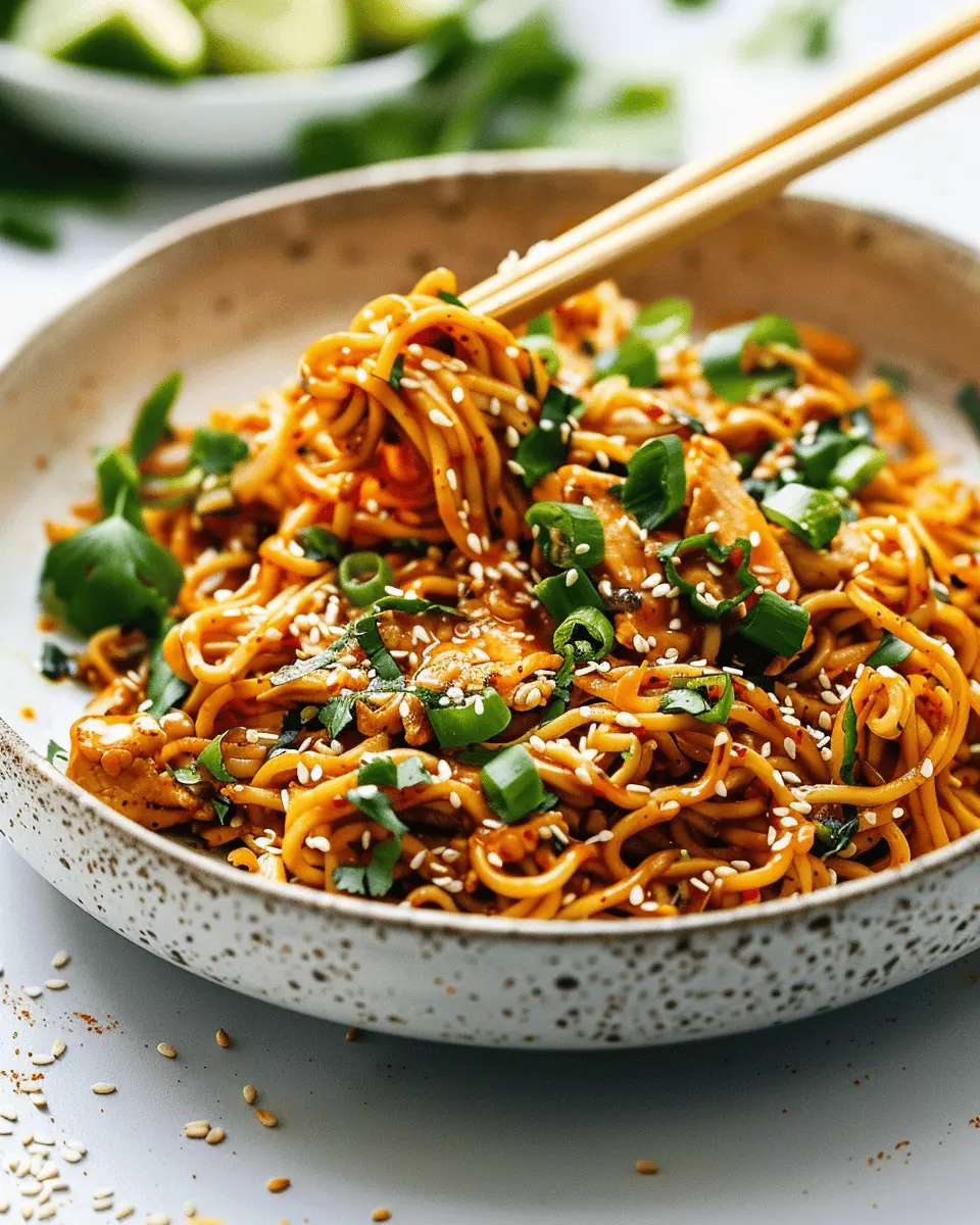 Saucy Gochujang Noodles with Chicken