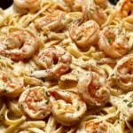 Creamy Shrimp Fettuccine Alfredo with Garlic Parmesan Sauce