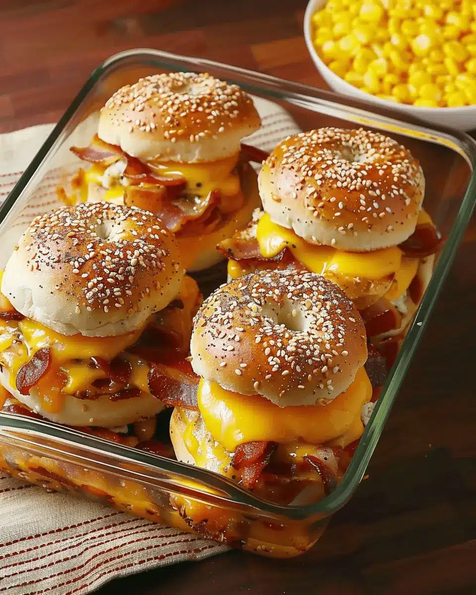 Bagel Breakfast Sliders: Easy Turkey Bacon and Chicken Ham Delight