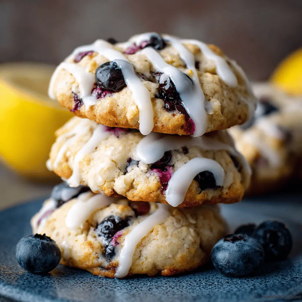 Blueberry Muffin Cookies Recipe with Lemon Glaze