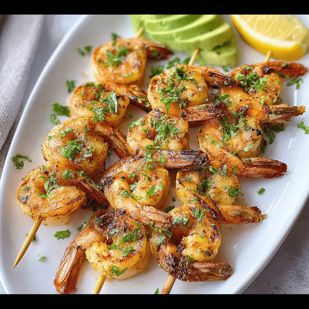 Garlic Shrimp Avocado Skewers