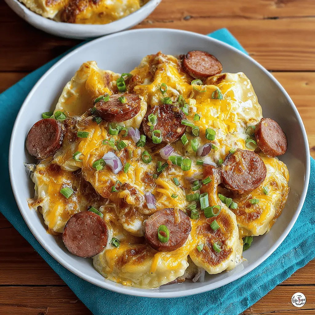 Crockpot Pierogi Casserole with Kielbasa