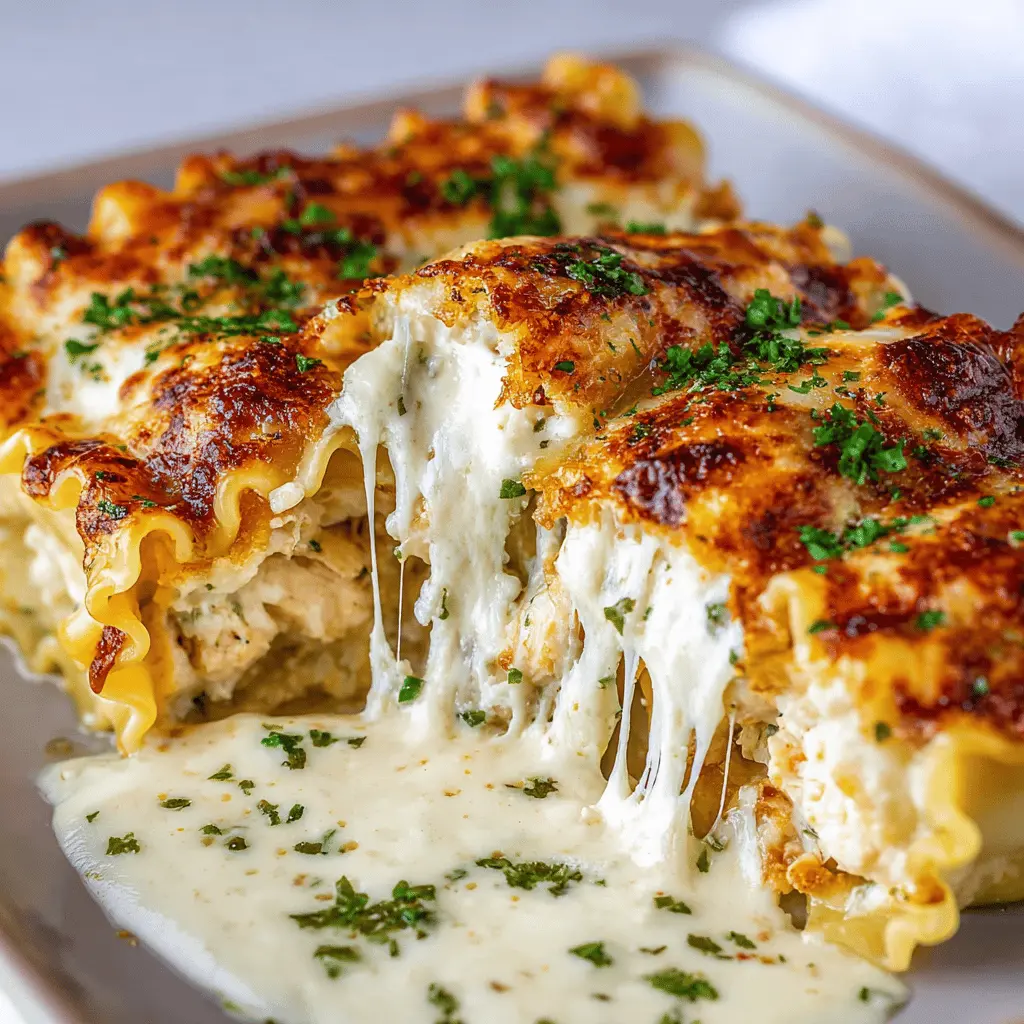 Chicken Alfredo Lasagna Roll Ups