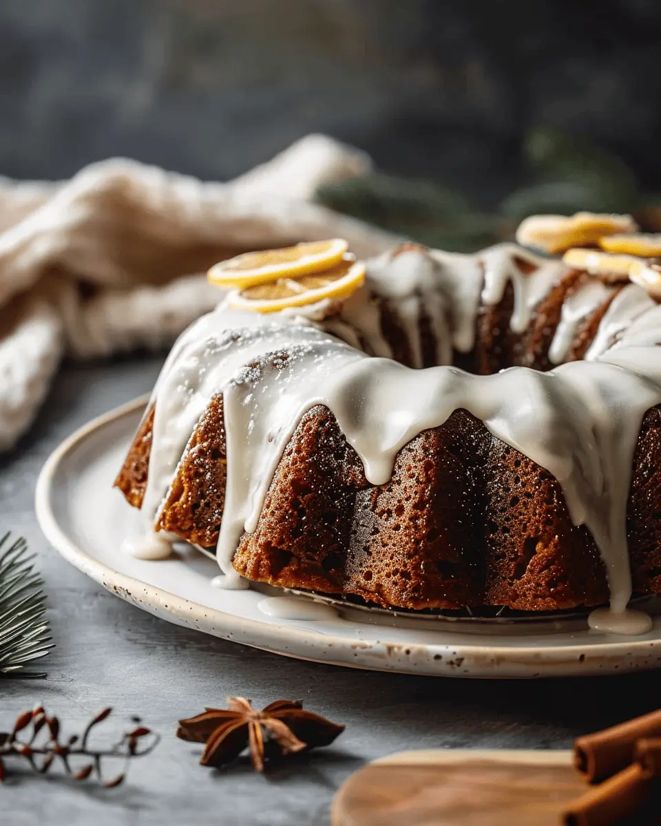 Best Moist Gingerbread Bundt Cake with Easy Vanilla Glaze Recipe