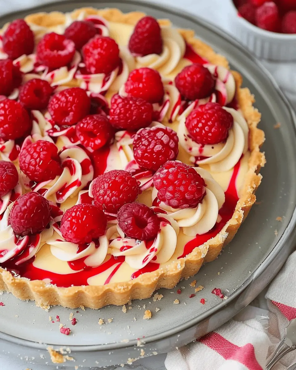 white chocolate raspberry tart: easy, elegant no-bake delight