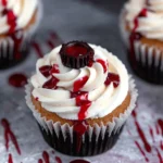 Halloween Vampire Bite Cupcakes