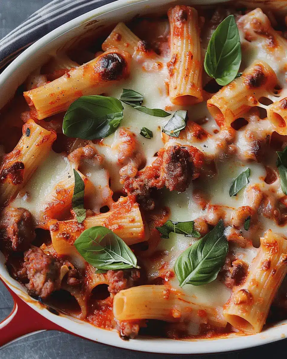 Shortcut Baked Rigatoni: Easy Dish with Spicy Italian Sausage