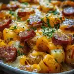 Cheesy Ranch Potatoes and Smoked Sausage