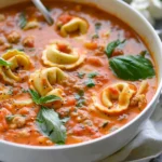 Crockpot Creamy Tomato Tortellini Soup