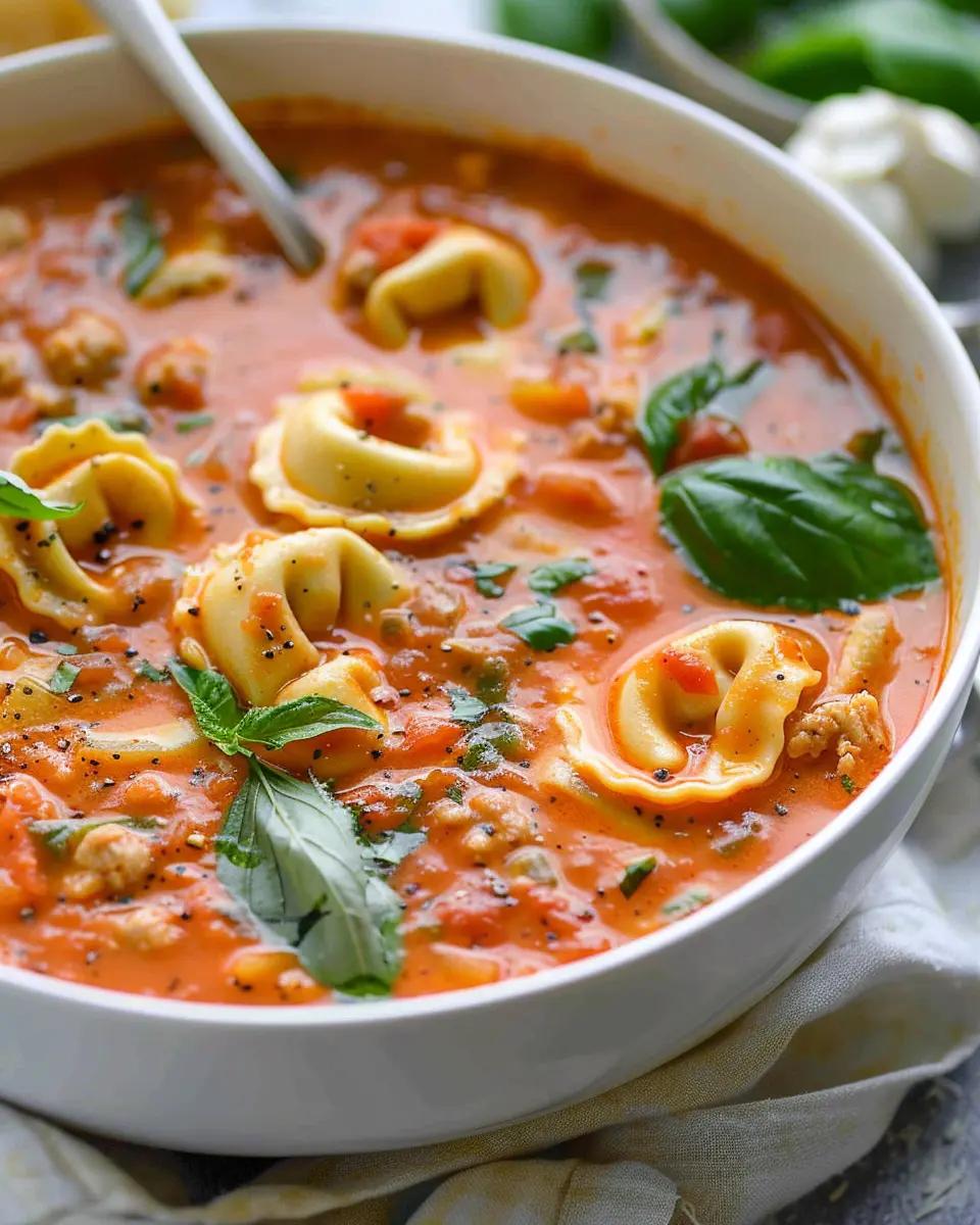 Crockpot Creamy Tomato Tortellini Soup