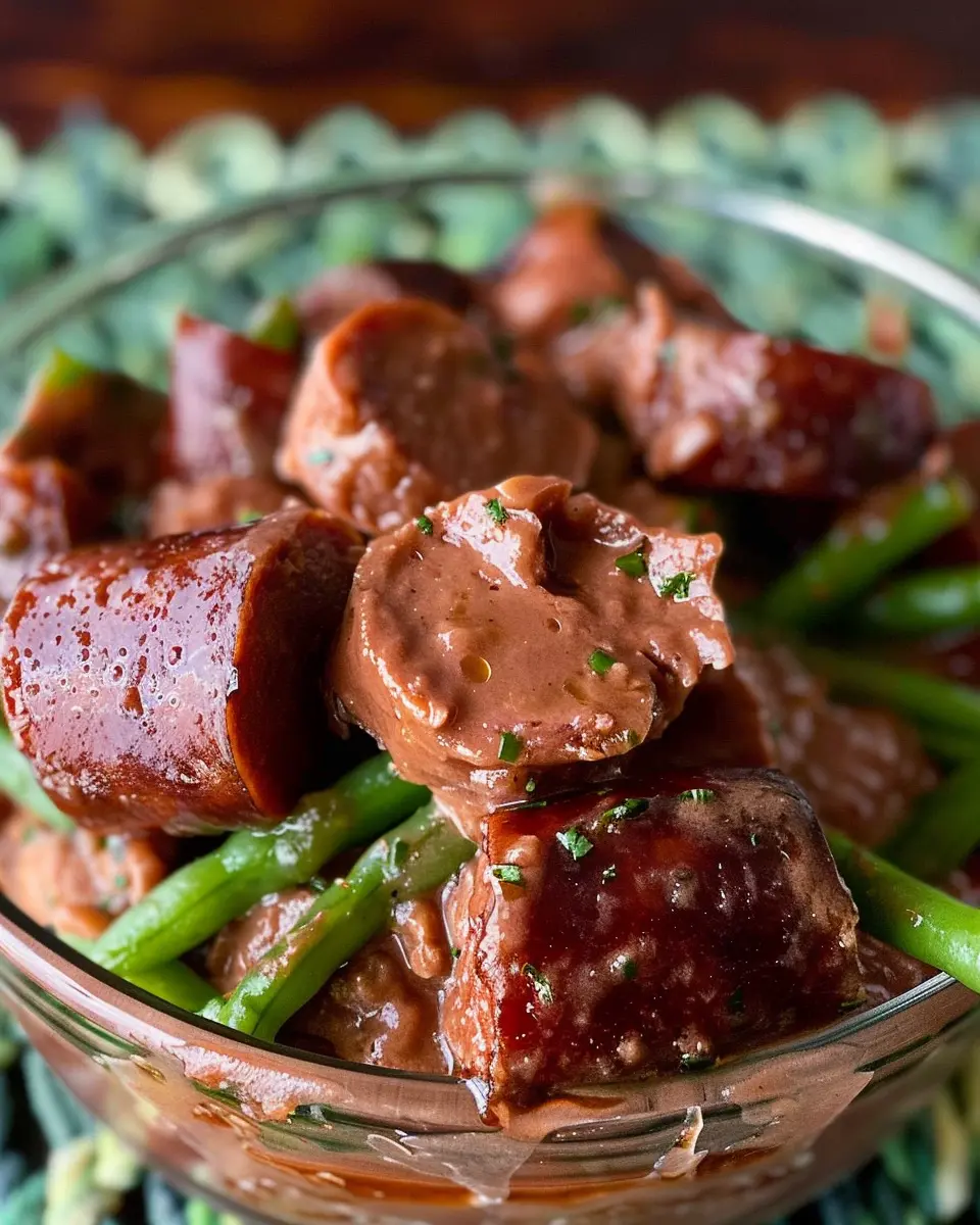 Crockpot Kielbasa and Green Beans