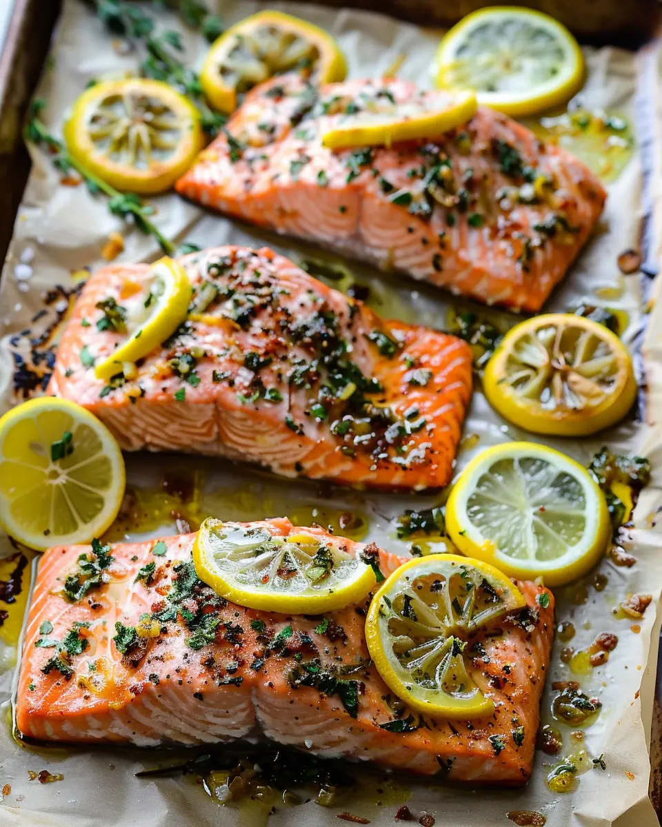 Sheet Pan Baked Salmon with Lemon Sauce