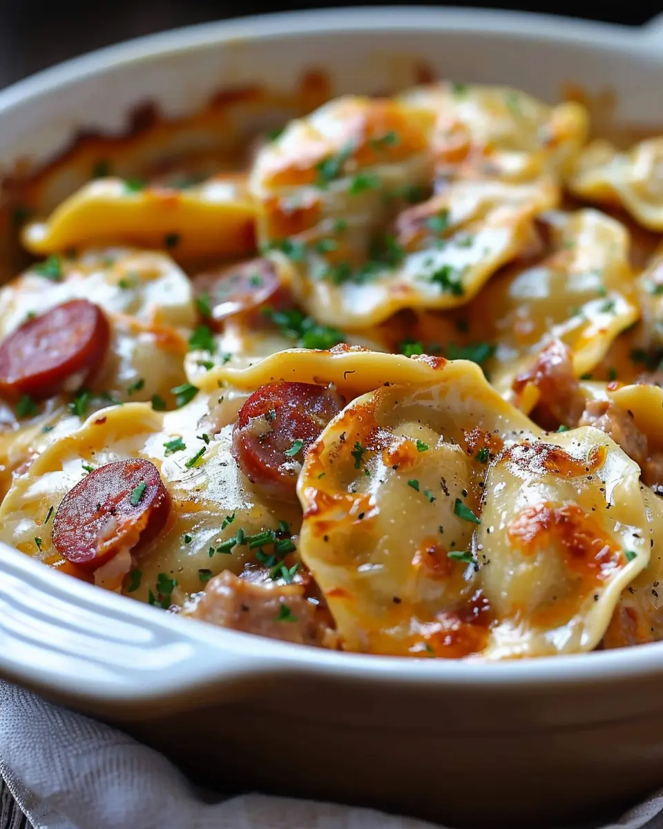 Crockpot Pierogi Casserole with Kielbasa