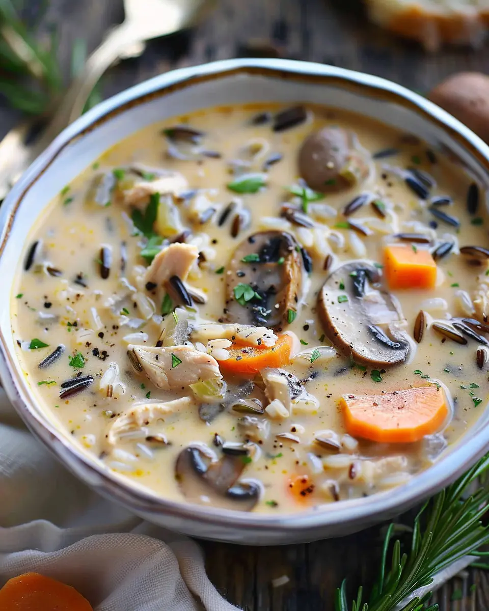 Creamy Mushroom Chicken and Wild Rice Soup