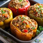Easy Stuffed Bell Peppers with Ground Beef and Rice