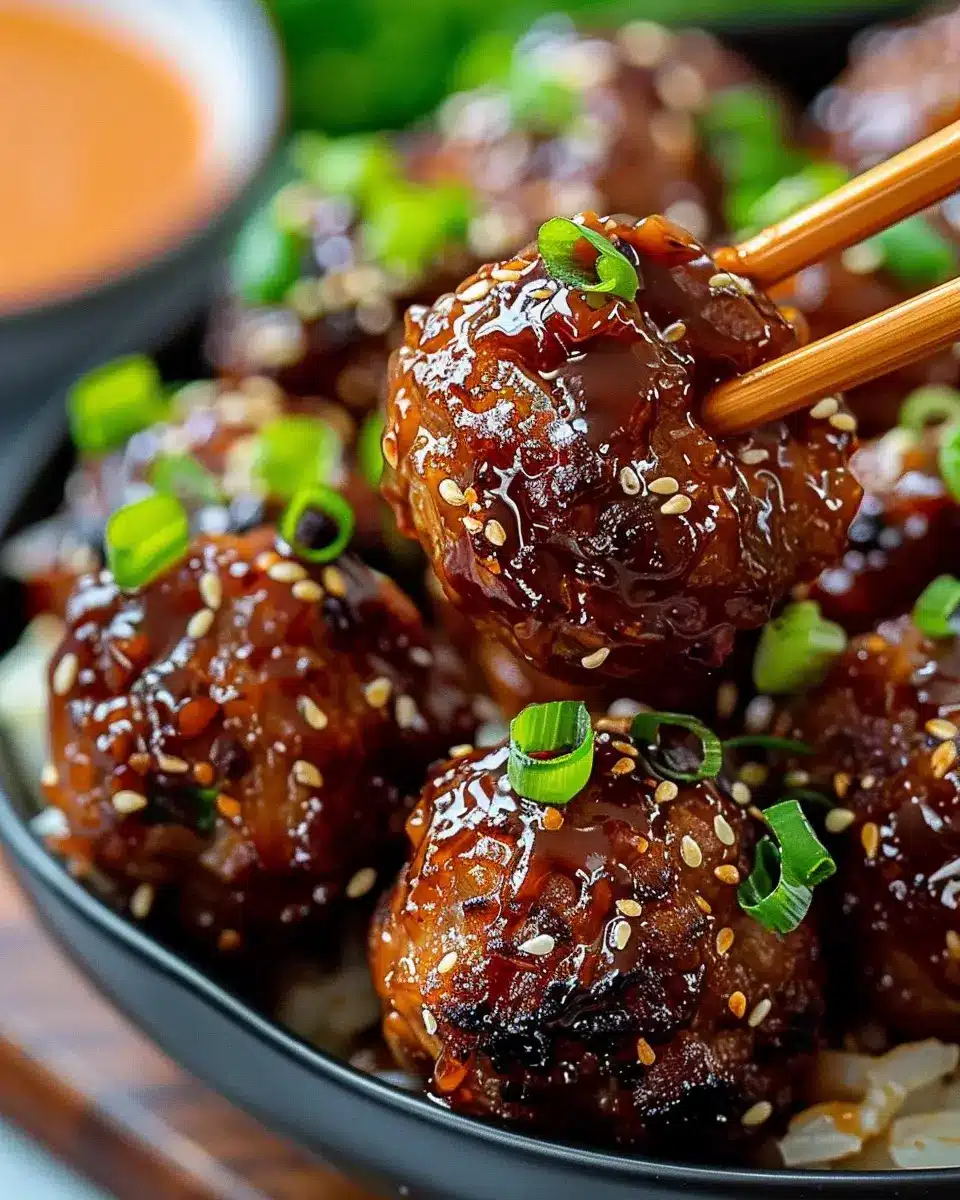 Sticky Korean BBQ Meatballs with Gochujang Glaze