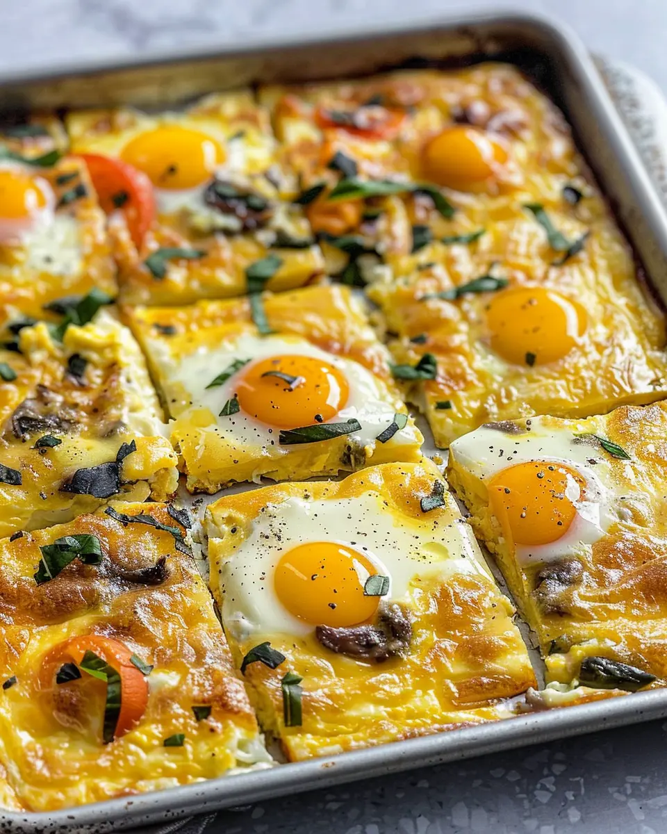 Easy Sheet Pan Eggs with Turkey Bacon and Chicken Ham Delight
