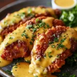 Pretzel Chicken with Mustard-Cheddar Sauce