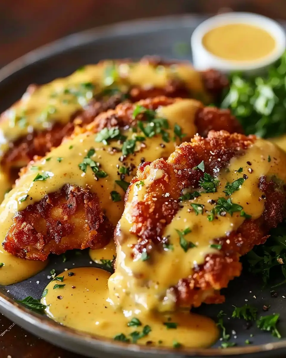 Pretzel Chicken with Mustard-Cheddar Sauce: An Easy Indulgence