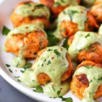 Salmon Meatballs with Creamy Avocado Sauce