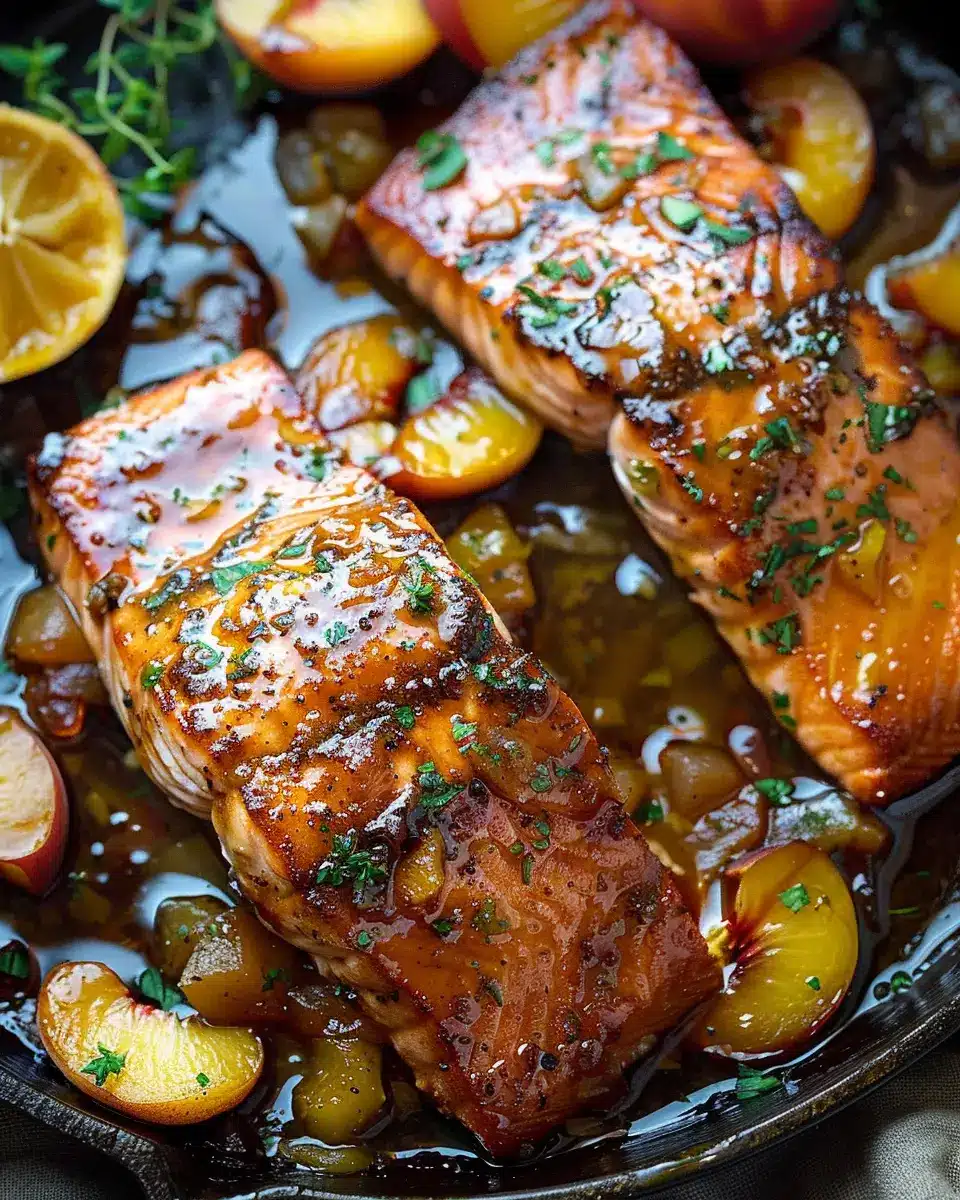 Bourbon Peach Roasted Salmon