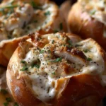 Chicken Alfredo Garlic Bread Bowls