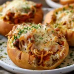 Spaghetti Garlic Bread Bowls
