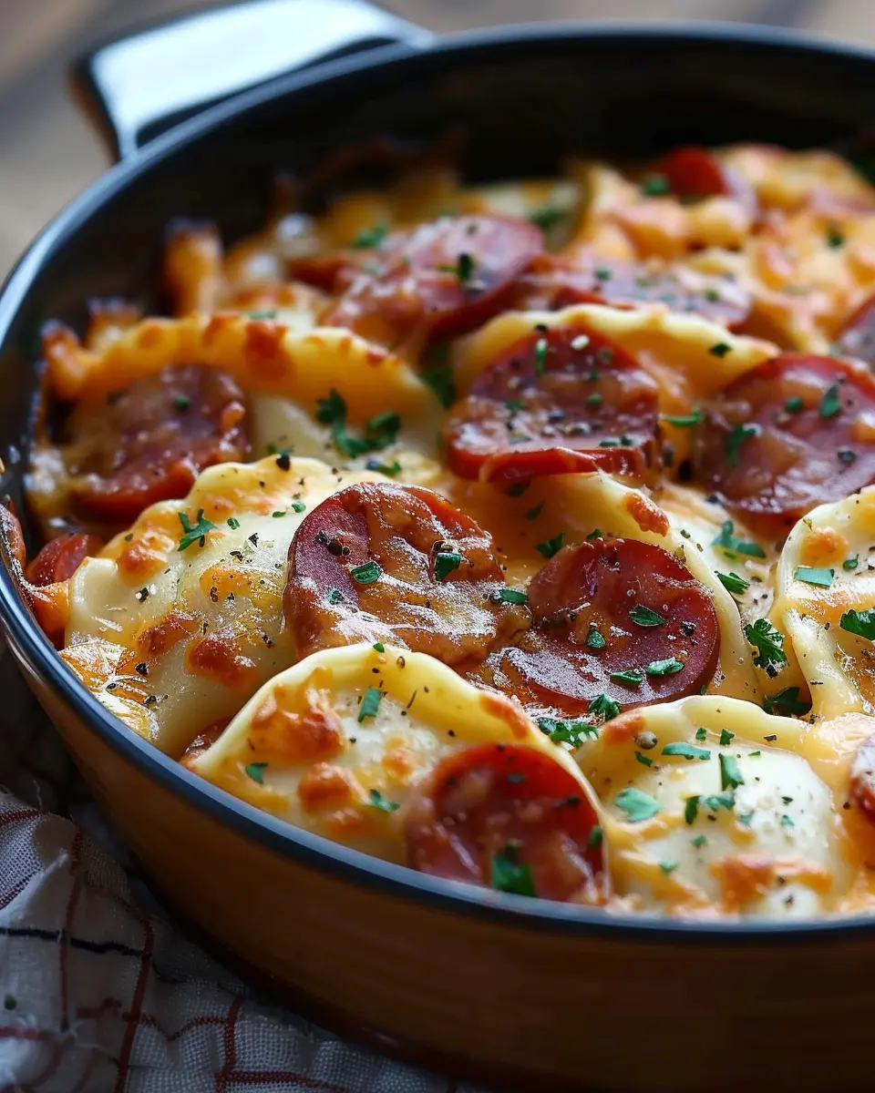 Crockpot Pierogi Casserole with Kielbasa