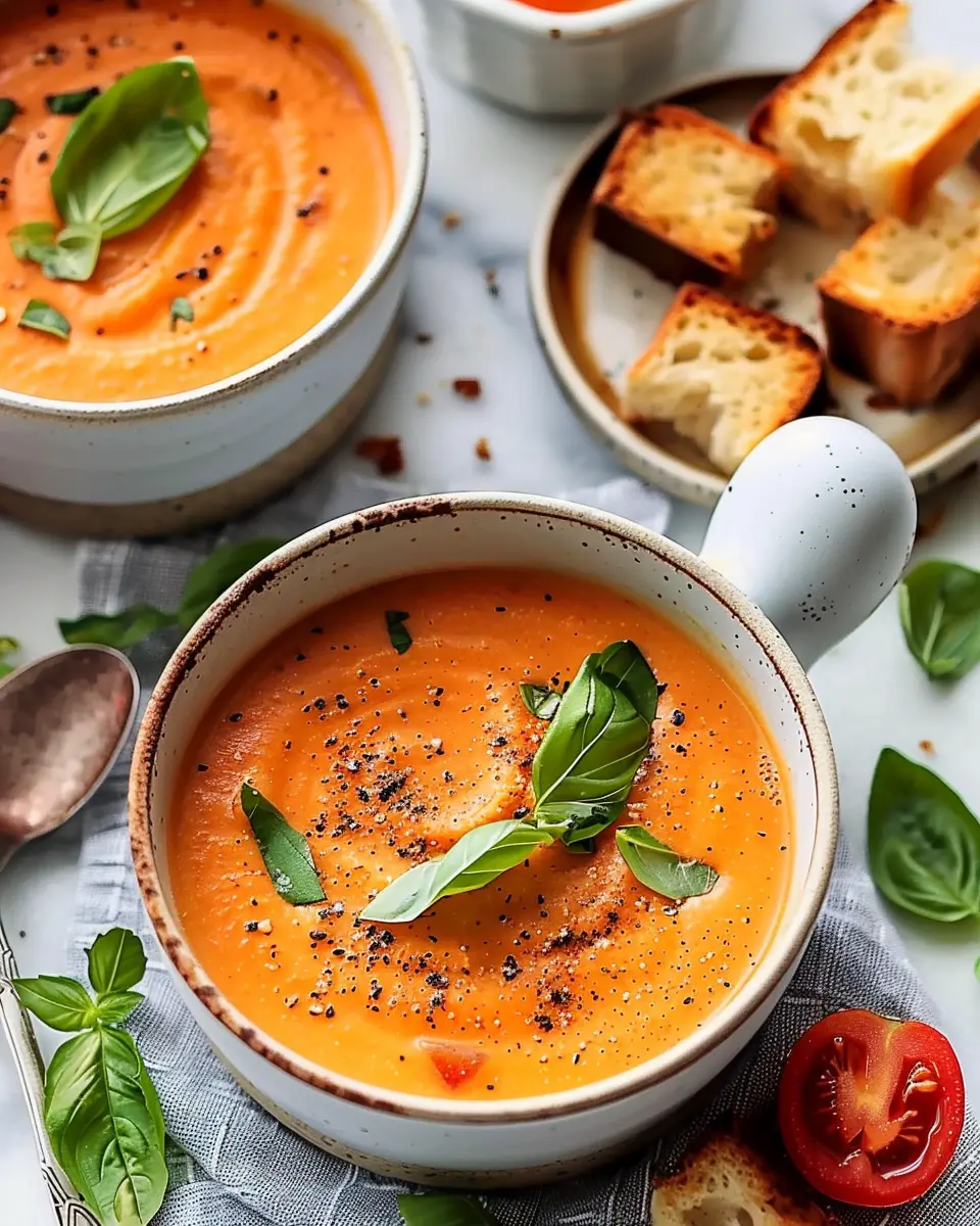 Middle-of-Winter Creamy Tomato Soup with Turkey Bacon Delight