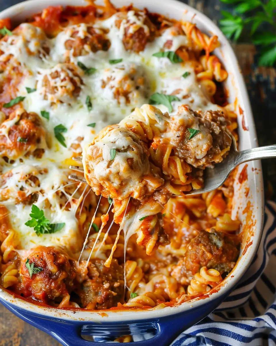 Dump and Bake Cheesy Meatball Casserole: Easy Family Delight