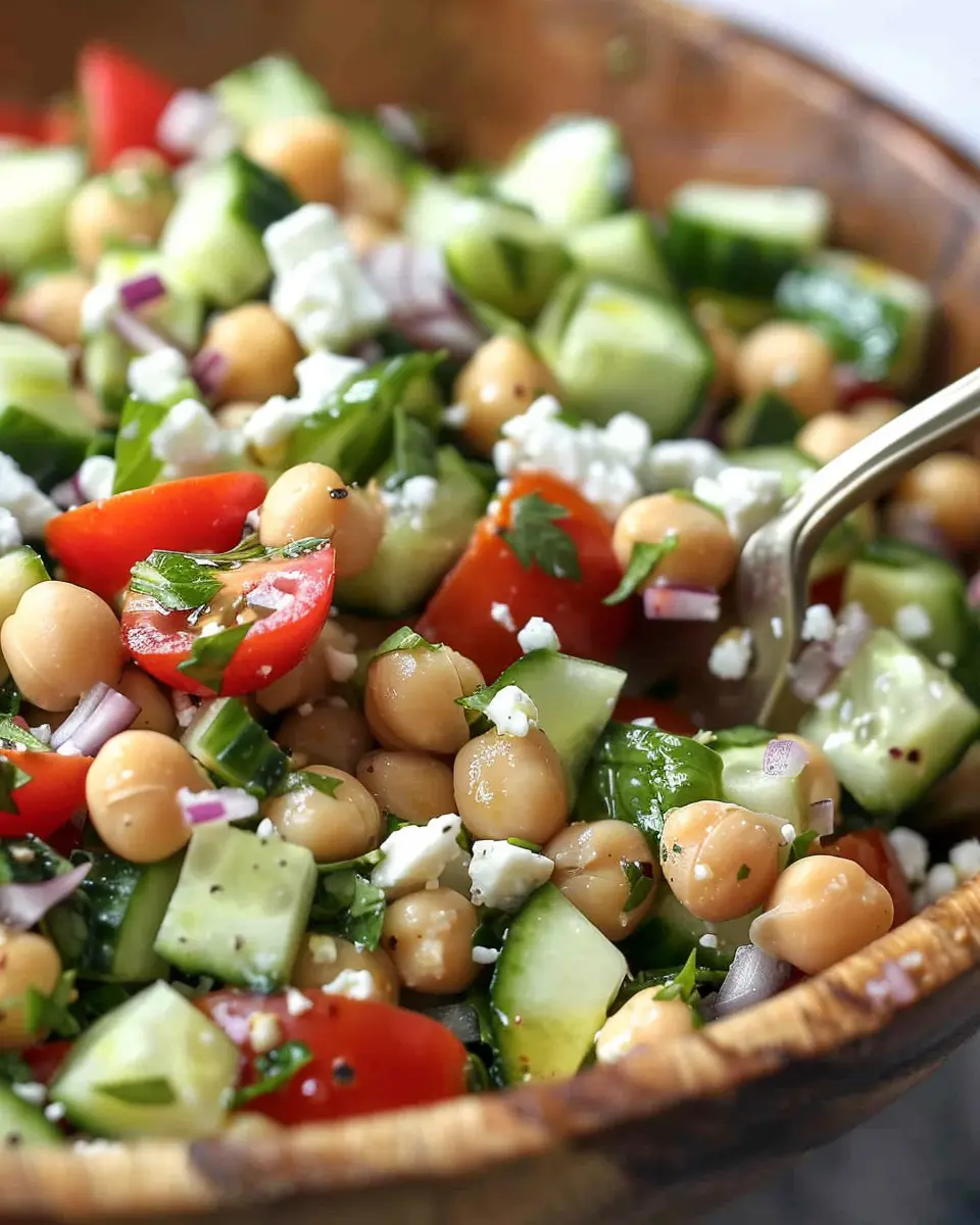 Easy Chickpea Cucumber Salad with Feta and Tomatoes