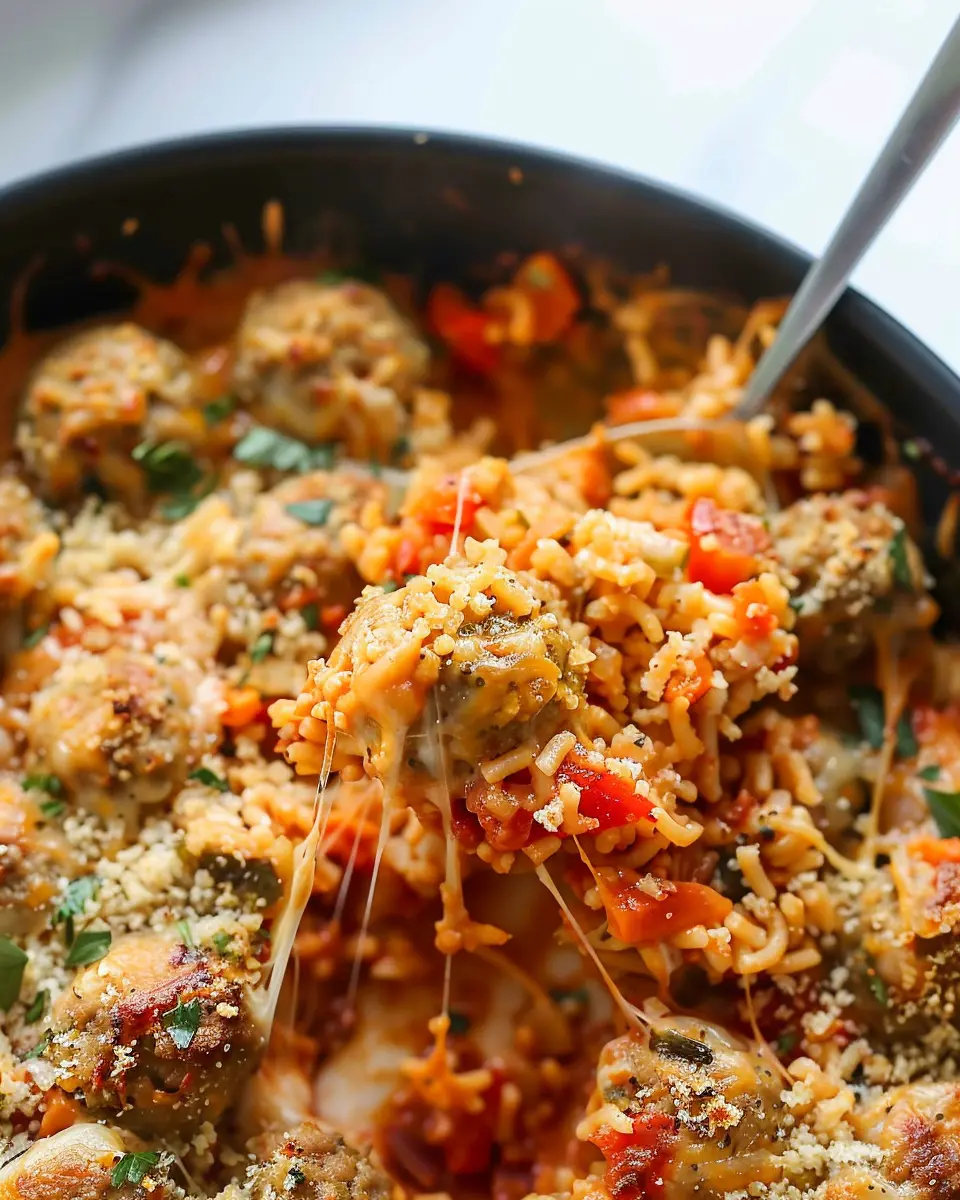 Dump &amp; Bake Cheesy Meatball Casserole