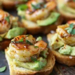 Garlic Shrimp Crostini with Avocado