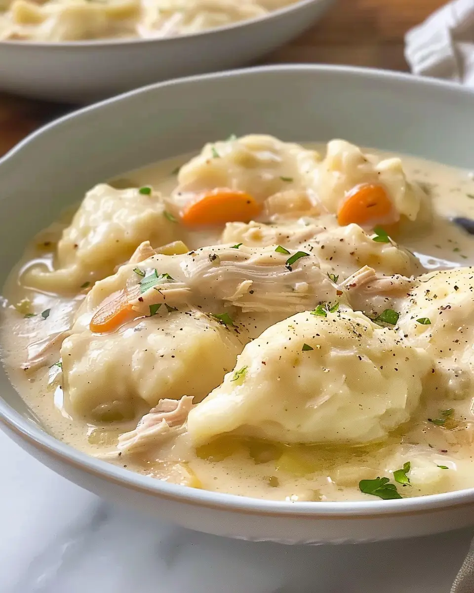 Super Easy Chicken and Dumplings with Turkey Bacon Delight