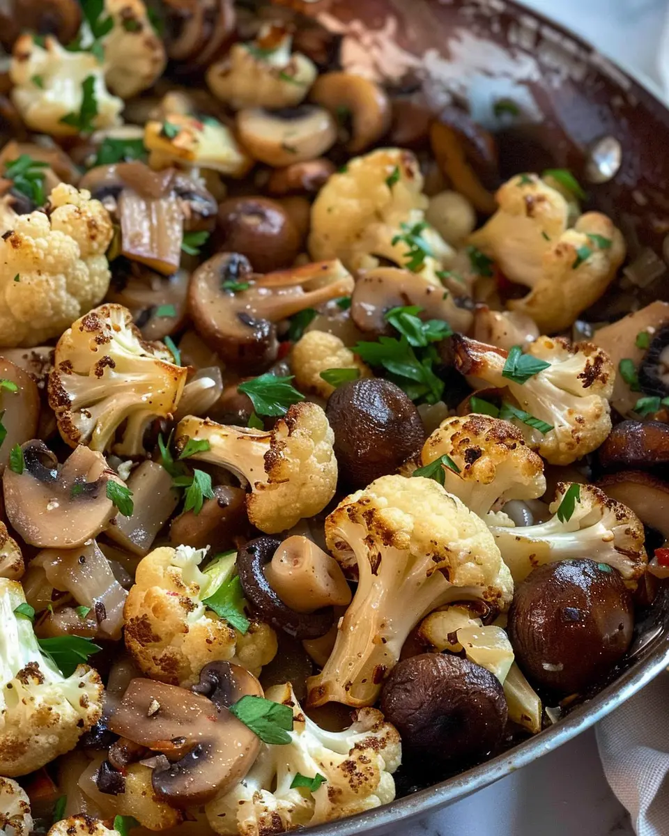 Garlic Mushrooms Cauliflower Skillet