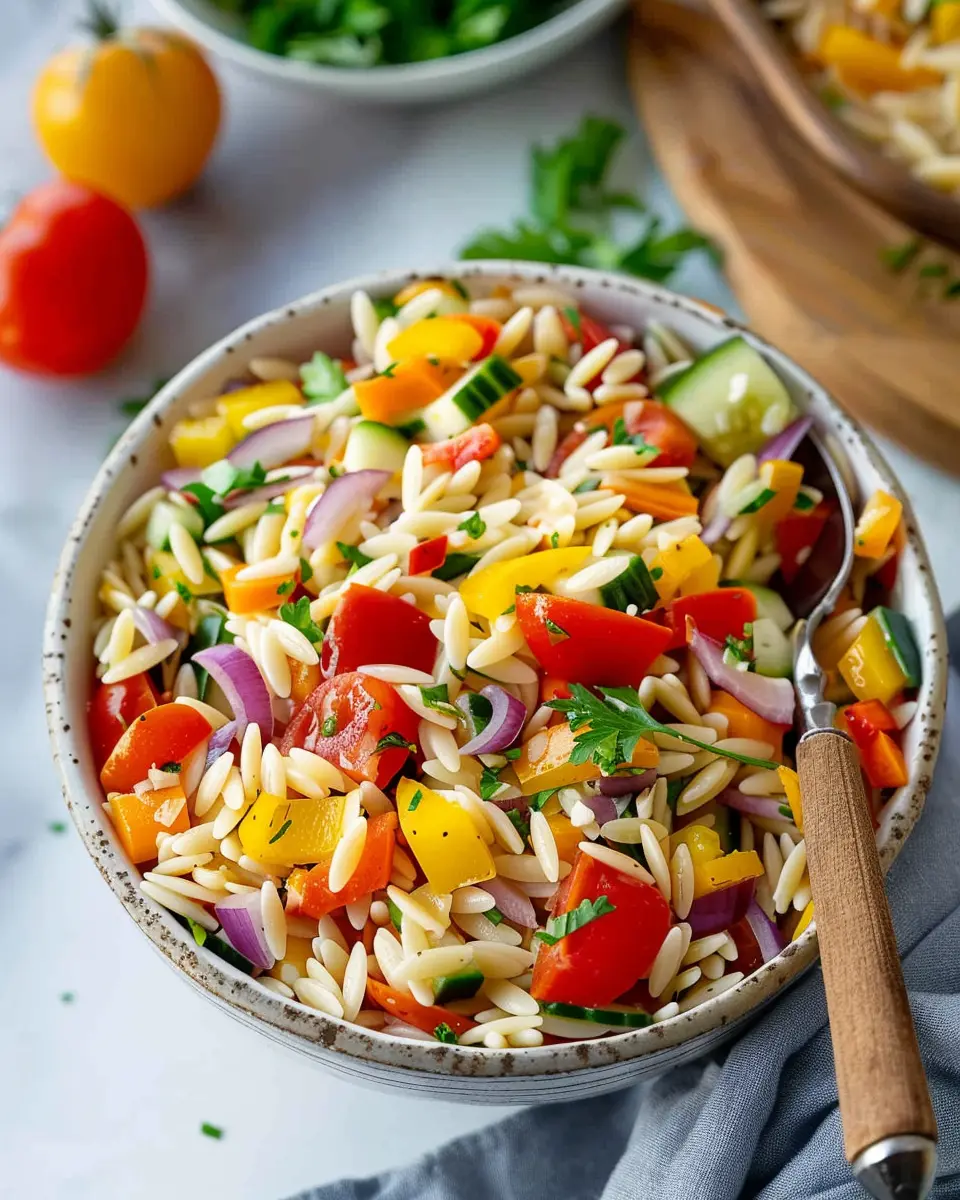 Rainbow Orzo Salad: A Healthy Twist with Turkey Bacon and Chicken Ham