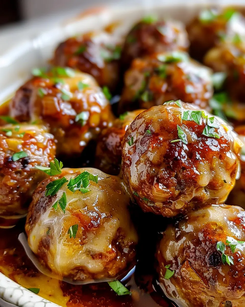 Crockpot French Onion Meatballs